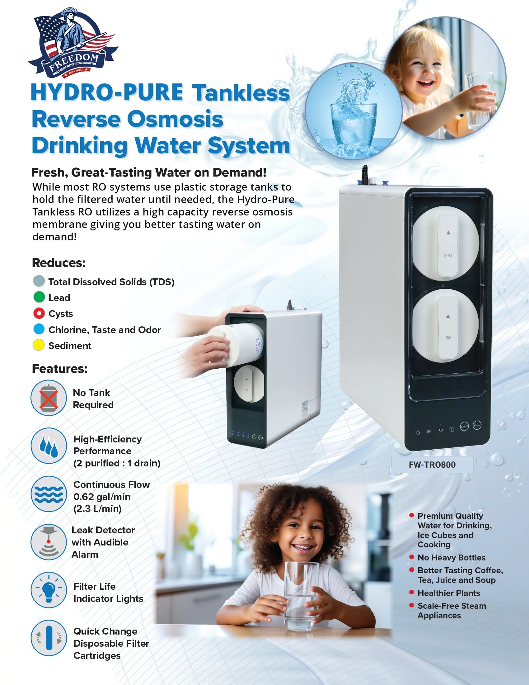 Brochure of Hydro-Pure tankless reverse osmosis drinking water system