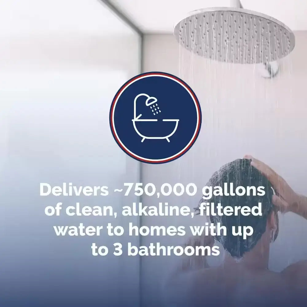 Clean alkaline filtered water for homes up to 3 bathrooms